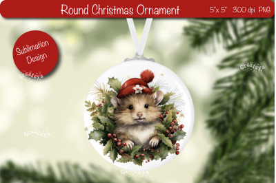 Round Christmas ornament Sublimation Watercolor Baby Animal PNG