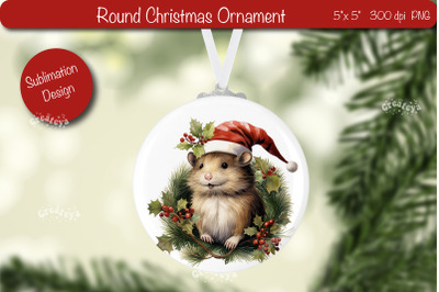 Round Christmas ornament Sublimation Watercolor Baby Animal PNG