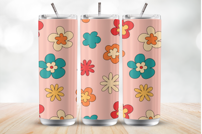 Groovy colorful floral Tumbler Wrap Sublimation Design