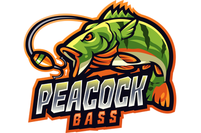Peacock bass esport mascot logo design