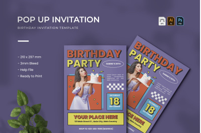 Pop Up - Birthday Invitation
