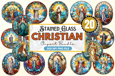 Stained Glass Christian Clipart Bundle