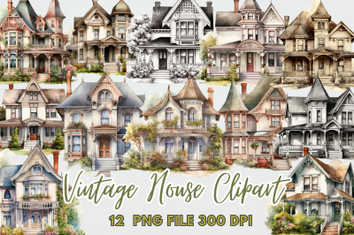 Vintage House Clipart Bundle