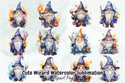 Cute Wizard Watercolor Sublimation