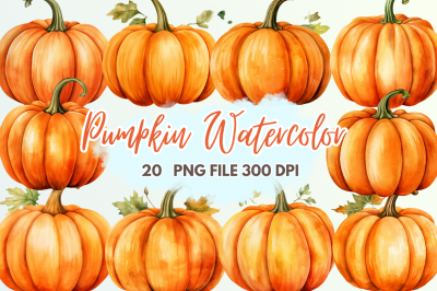 Pumpkin Watercolor Clipart Bundle
