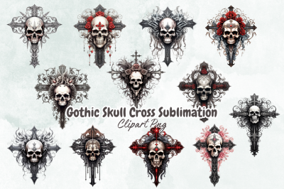 Gothic Skull Cross Sublimation Bundle