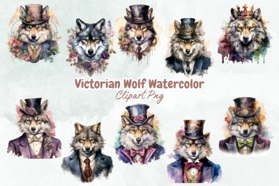 Victorian Wolf Watercolor Sublimation