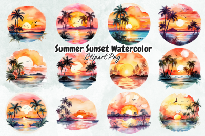 Summer Sunset Watercolor Sublimation