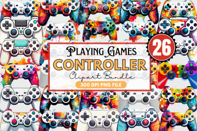 Playing Games Controller Clipart Bundle