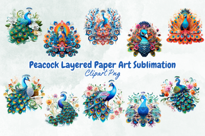 Peacock Layered Paper Art Sublimation