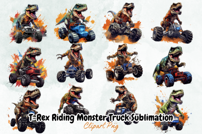 T-Rex Riding Monster Truck Sublimation