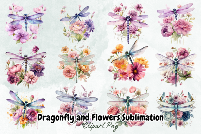 Dragonfly and Flowers Sublimation