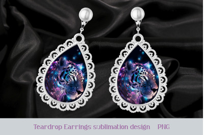 Neon tiger earrings sublimation Animal earring template