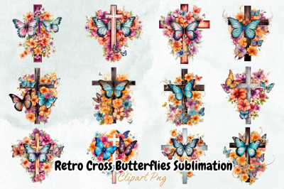 Retro Cross Butterflies Sublimation