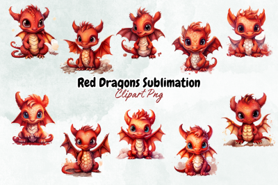 Red Dragons Sublimation Clipart