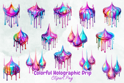 Colorful Holographic Drip Clipart