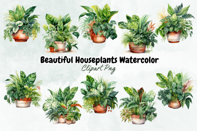 Beautiful Houseplants Watercolor Clipart