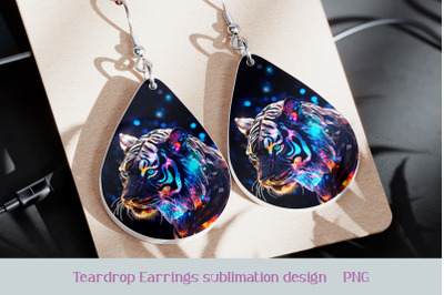 Neon tiger earrings sublimation Animal earring template