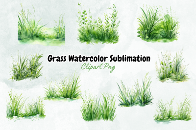 Grass Watercolor Sublimation Clipart