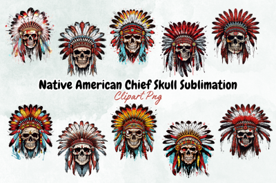 Native American Chief Skull Sublimation