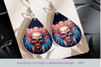 Boho skull earrings sublimation Gothic earring template