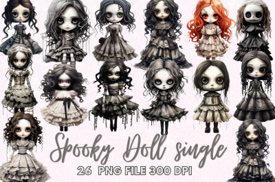 Scary Spooky Doll Sublimation Clipart