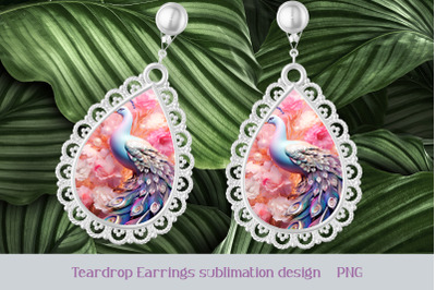 Peacock earrings sublimation Bird earring template