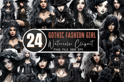 Gothic Fashion Girl Clipart White