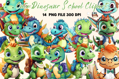 Cute Dinosaur School Clipart