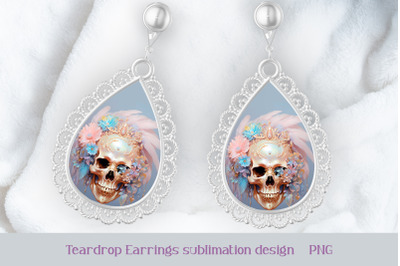Boho skull earrings sublimation Gothic earring template
