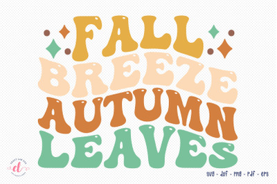 Fall Breeze Autumn Leaves, Retro Fall SVG