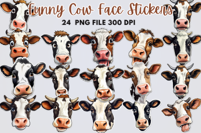 Funny Cow Face Sticker Clipart