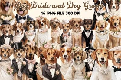 Dog Bride and Dog Groom Clipart