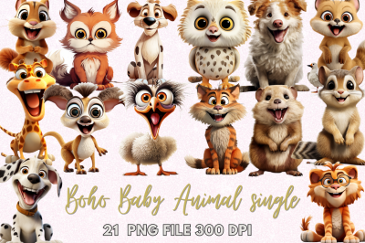 Boho Baby Animal single Clipart