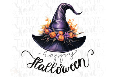 Happy Halloween&2C; Spooky Season Witch Hat PNG Sublimation Design