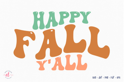 Happy Fall Y&#039;all SVG - Retro Fall SVG