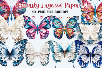 Butterfly Layered Paper Art Clipart