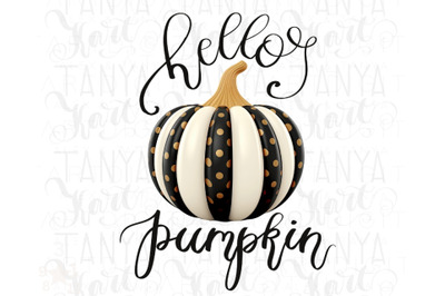 Fancy Pumpkin Designs, Neutral Black White Pumpkin, Hello Pumpkin PNG