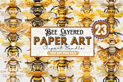 Bee Layered Paper Art Clipart