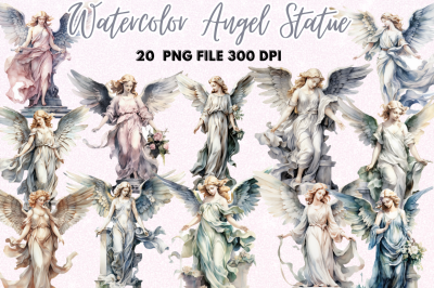 Angel Statue Watercolor Clipart