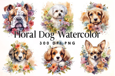 Floral Dog Watercolor Sublimation Bundle