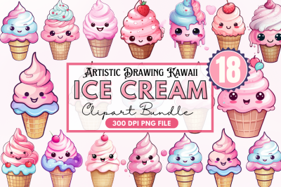 Artistic Drawing Kawaii Ice Cream Clipart