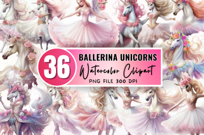 Ballerina Unicorns Clipart