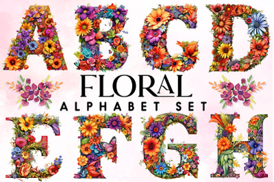 Floral Alphabet Set - 26 Letters
