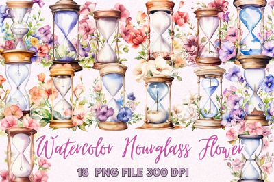 Hourglass Flower Watercolor Clipart