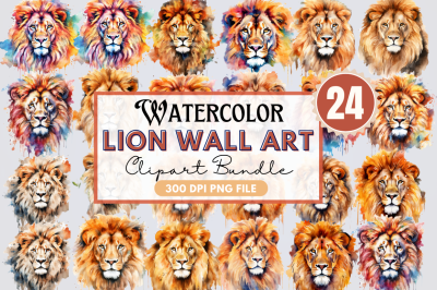 Lion Wall Art Watercolor Clipart