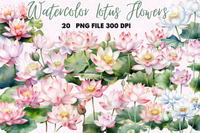 Lotus Flowers Watercolor Sublimation