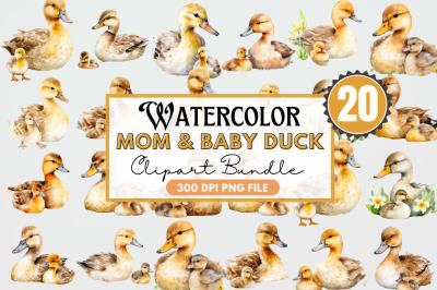 Mother and Baby Duck Watercolor Bundles