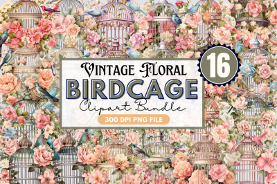 Vintage Floral Birdcage Clipart