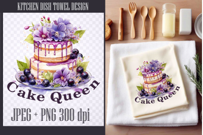 Cake Queen | Kitchen Dish Towel Sublimation Png